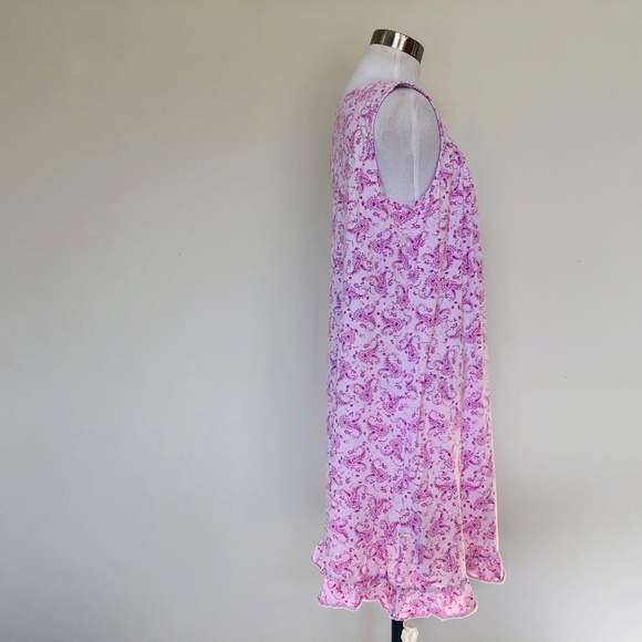 Pink Ruffled Hem and Collar Floral Nightgown Pullover Celestial Dream Large - Picture 5 of 11